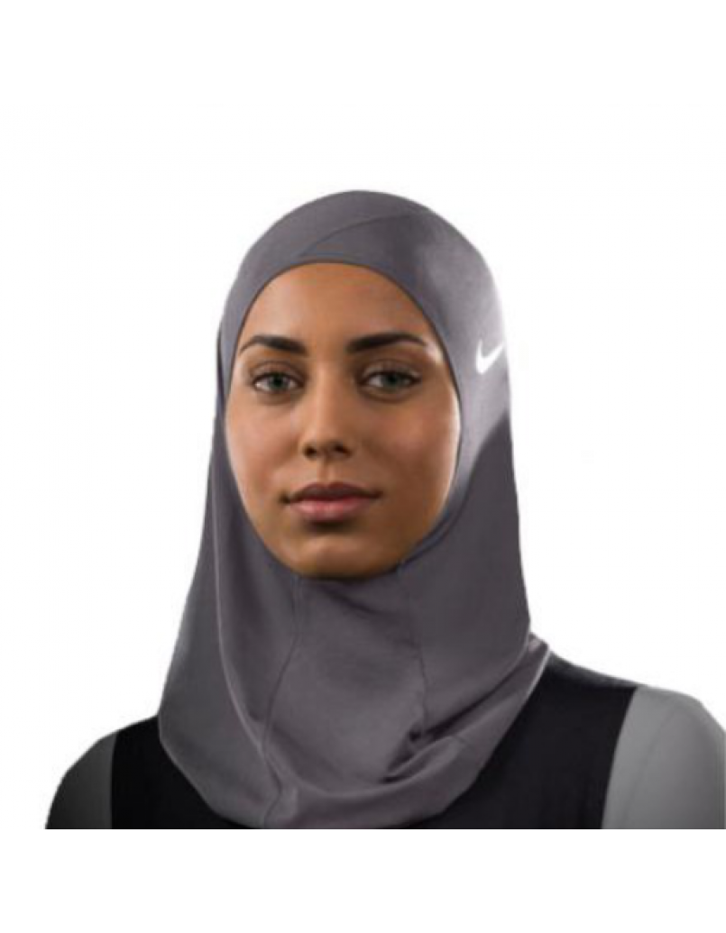 NIKE PRO PRINTED HIJAB 2.0 DARK GREY/BLACK