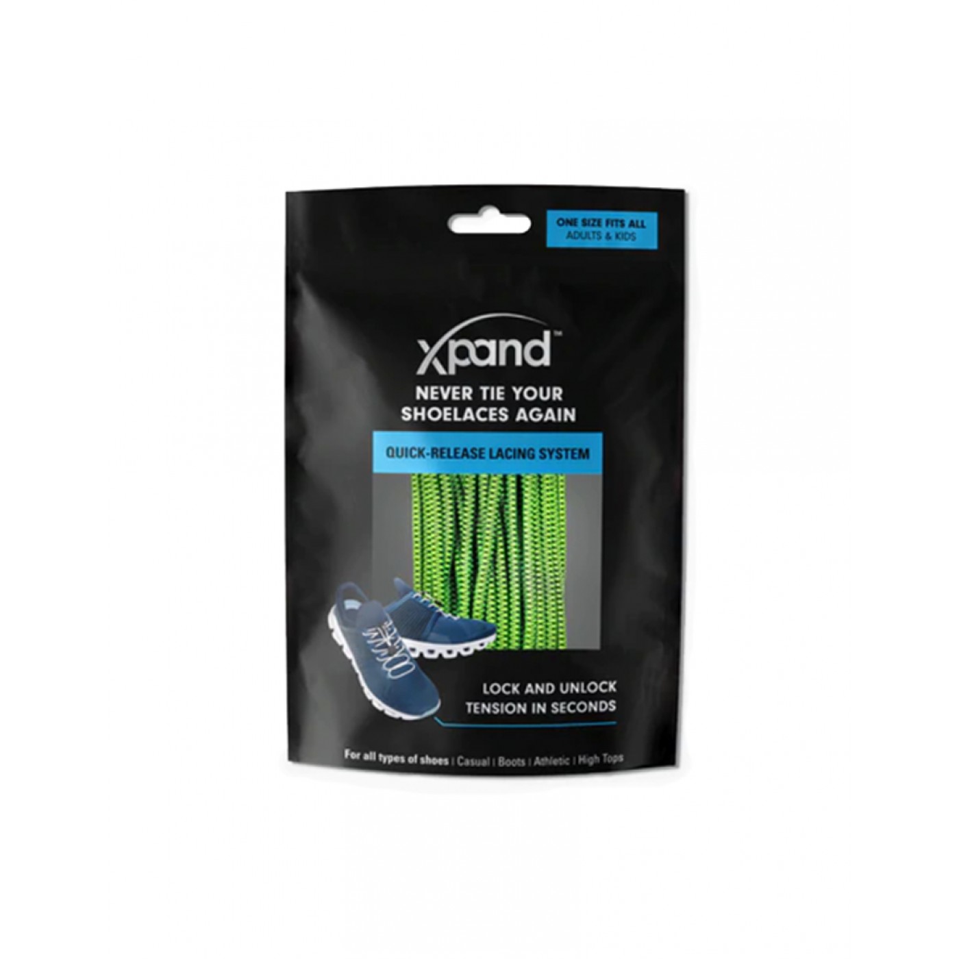 Xpand Quick-Release Round Lacing System Neon Green