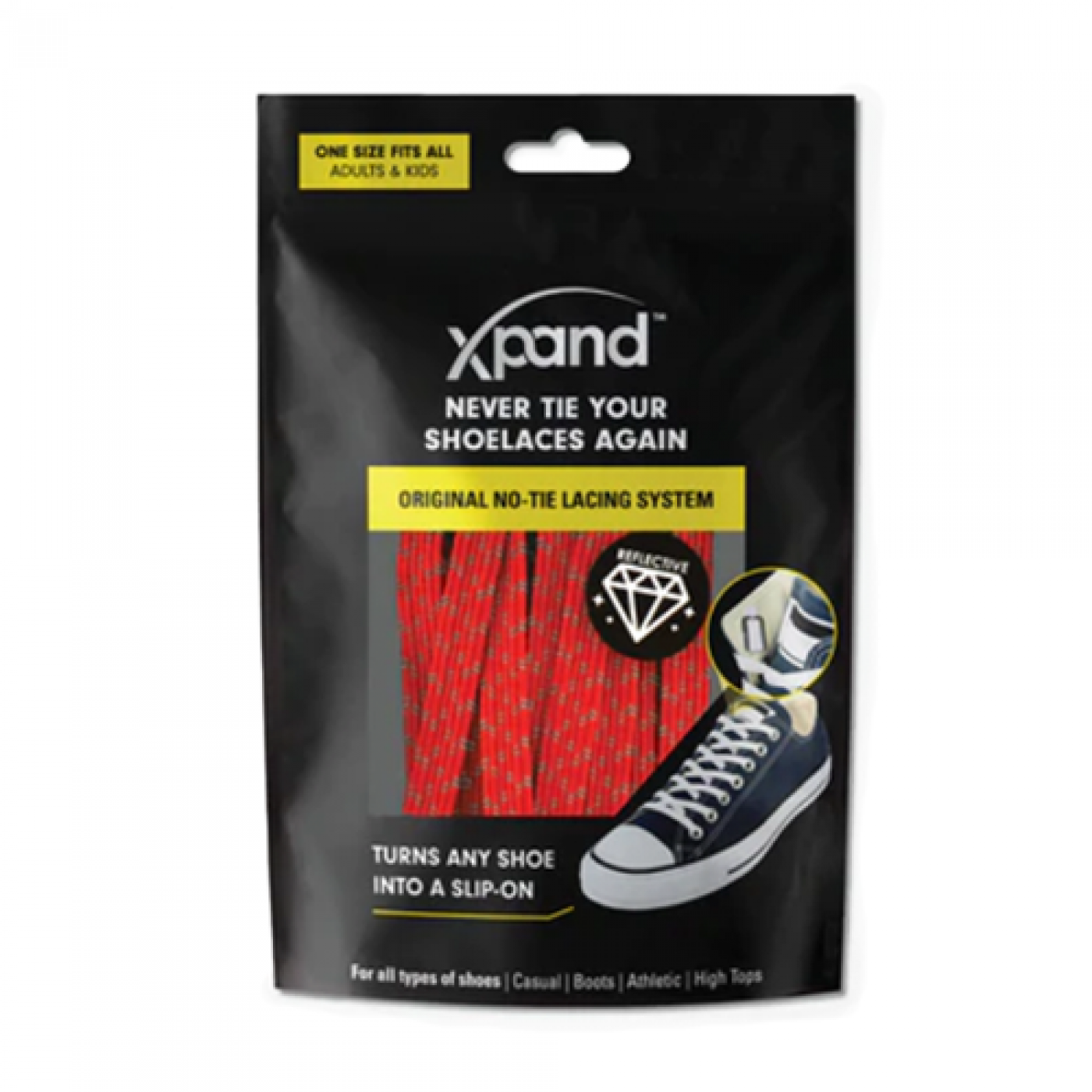 Xpand Original No-Tie Flat Lacing System Red Reflective